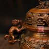 Lư xông trầm bằng điện họa tiết sen vàng - Ảnh 3