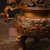 Lư xông trầm bằng điện họa tiết sen vàng - Ảnh 2